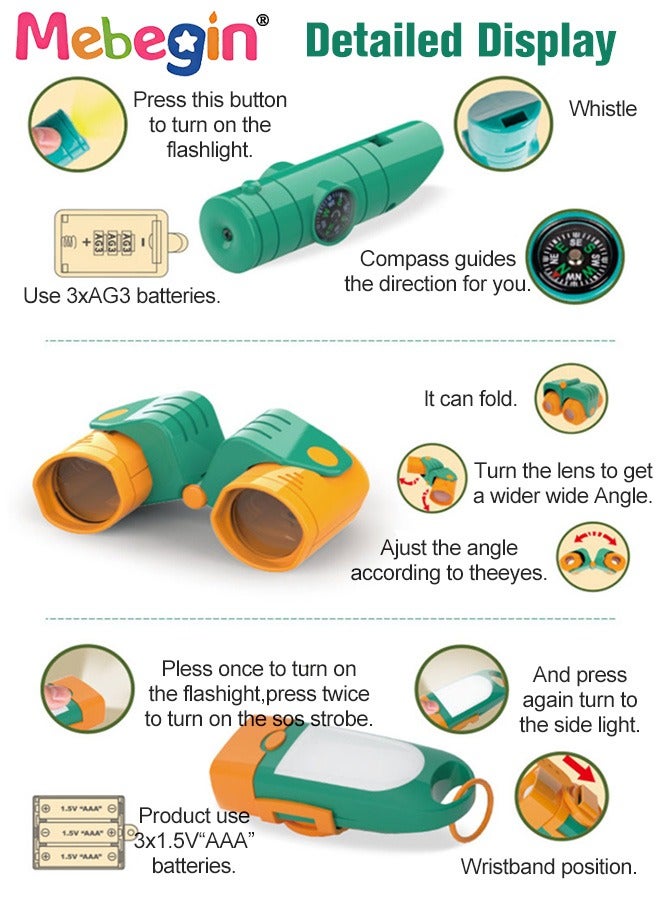 Kids Outdoor Explorer Kit, Bug Catching Kit, Nature Adventure Kit with Butterfly net, Binoculars, Hat,Vest, Whistle, Exploration Toys Kids Camping Gear, Educational Toys for Kids
