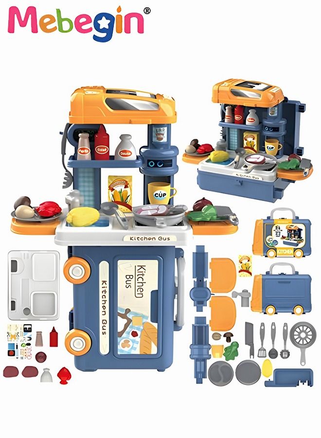 Toy Kitchen Playset ,Simulation Kitchen Cooking Play Set , Play Kitchen Toys Set For Toddlers Indoor Games, Portable Travel Toy, Early Educational Toys 36 Pieces