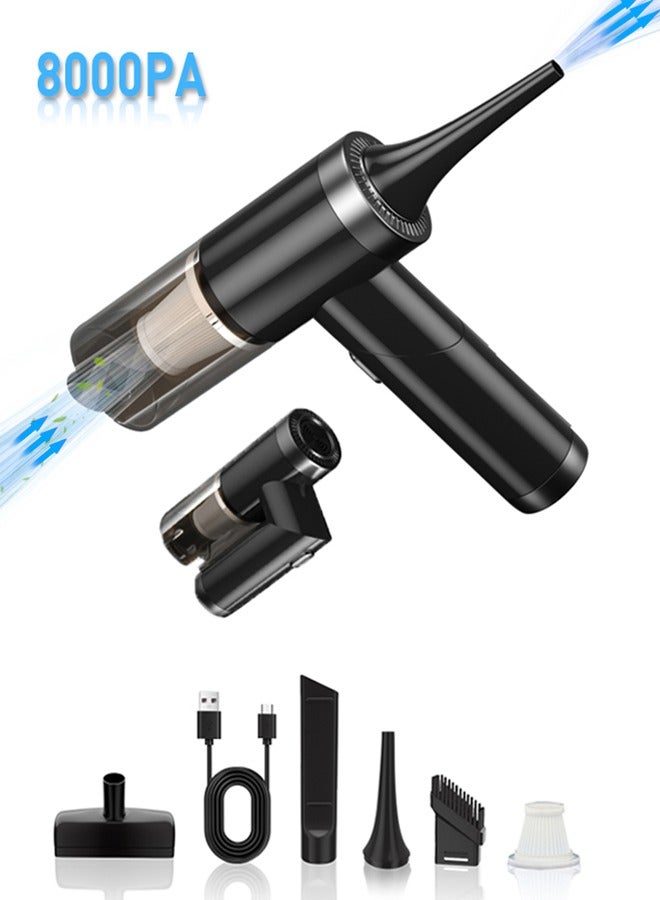2 in 1 Air Duster / Mini Vacuum 4000mAh 120W 8000pa Suction, Foldable Compressed Air Duster Rechargeable Handheld Vacuum Cordless Keyboard Cleaner Air Blower Car Vacuum Cleaner for Compute/Car/House