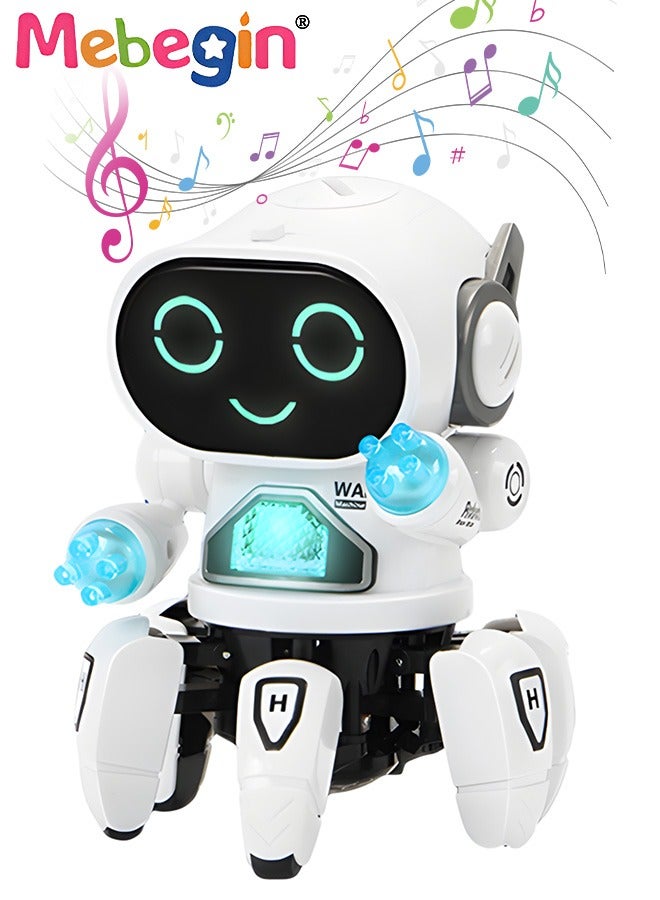 Dancing Robot Toy with Flashing Lights and Sound Effects, Companion Robot with Moving Arms and Legs, Creative Moving Toy with Cute Appearance, Suitable for Promoting Babies' Crawling and Walking Abilities, Ideal Gift for Kids, 15*15*18cm