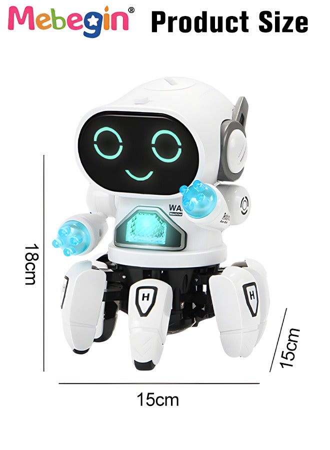 Dancing Robot Toy with Flashing Lights and Sound Effects, Companion Robot with Moving Arms and Legs, Creative Moving Toy with Cute Appearance, Suitable for Promoting Babies' Crawling and Walking Abilities, Ideal Gift for Kids, 15*15*18cm