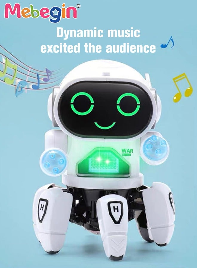 Dancing Robot Toy with Flashing Lights and Sound Effects, Companion Robot with Moving Arms and Legs, Creative Moving Toy with Cute Appearance, Suitable for Promoting Babies' Crawling and Walking Abilities, Ideal Gift for Kids, 15*15*18cm