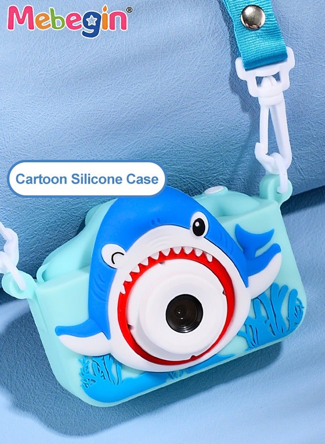 Shark Shape Kids Toy Camera for Kids 1080P HD Toddler Digital Video Camera with 16G SD Card,Portable HD 48 Million Pixels Kids Selfie Camera Perfect Birthday Gifts Blue