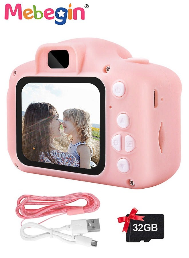 Kids Toy Camera, 1080P HD Toddler Digital Video Camera with 32G SD Card and Lanyard, Portable HD 13 Million Pixels Selfie Camera with Timing Shooting Function, Ideal Gift for Kids
