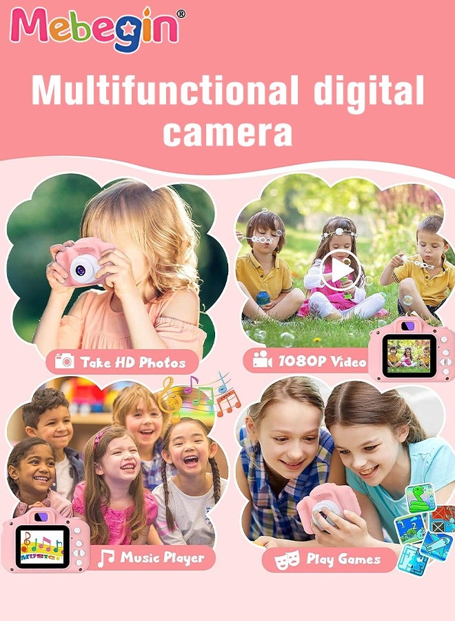 Kids Toy Camera, 1080P HD Toddler Digital Video Camera with 32G SD Card and Lanyard, Portable HD 13 Million Pixels Selfie Camera with Timing Shooting Function, Ideal Gift for Kids