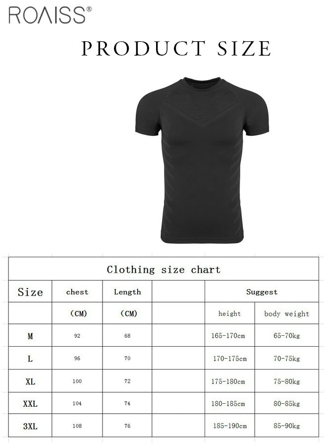 Men's Casual Elastic Fitness T-Shirt Comfortable Breathable Tight Short Sleeved Training Pullover