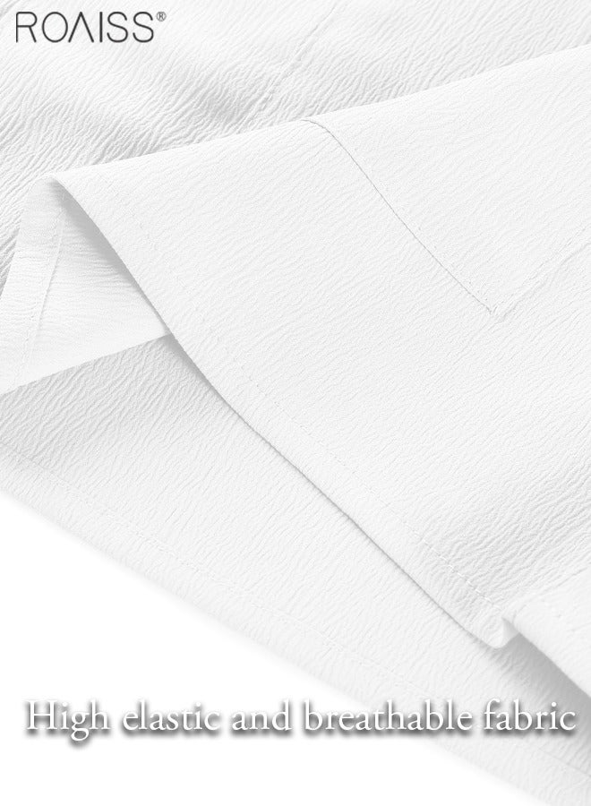 Mens Button Up Shirts Long Sleeve Linen Beach Casual Cotton Summer Lightweight Tops