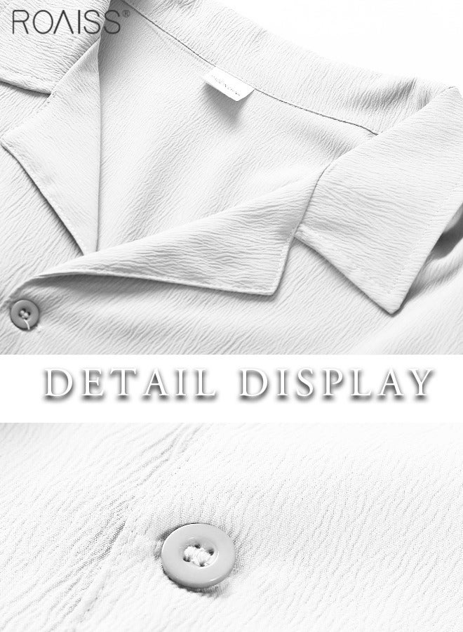 Mens Button Up Shirts Long Sleeve Linen Beach Casual Cotton Summer Lightweight Tops