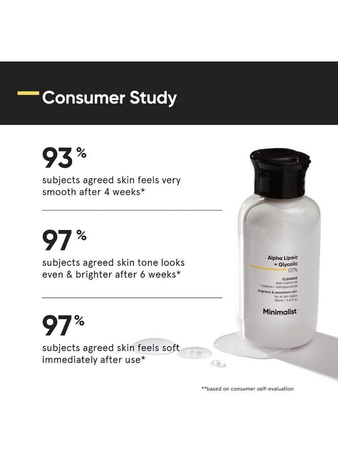 7% Ala & Aha Brightening Face Wash With Vitamin B5 For Hydration Glycolic Acid For Exfoliation & Alpha Lipoic Acid For Glowing Skin | For Men & Women 100 Ml