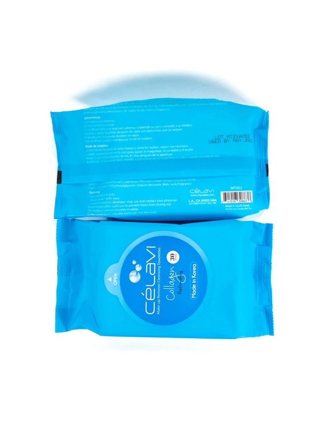 Celavi Makeup Remover Cleansing Wipes Removing Towelettes 2 Packs 60 Sheets (Collagen)