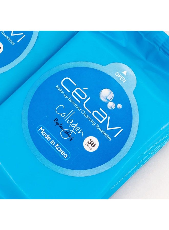 Celavi Makeup Remover Cleansing Wipes Removing Towelettes 2 Packs 60 Sheets (Collagen)