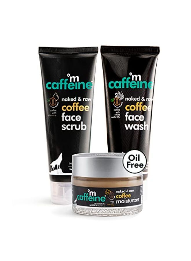 Coffee C-E-M Routine | Face Wash, Face Scrub & Moisturizer For Deep Cleansing, Exfoliation And Oil-Free Moisturization | Cruelty-Free & N | For Men & Women