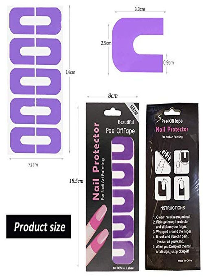 Nail Polish Protector 7 Sheets 70 Piece Disposable Peel Off Sticker UShape Tape For Nail Art Painting Soft Plastic Nail Art Protector SpillProof Stickers Stamping Manicure Tool