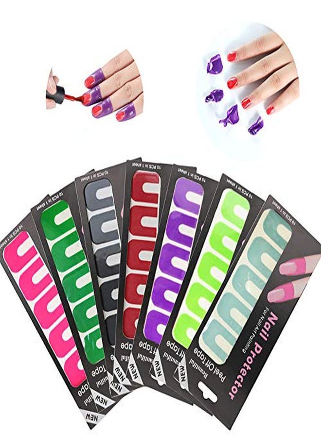 Nail Polish Protector 7 Sheets 70 Piece Disposable Peel Off Sticker UShape Tape For Nail Art Painting Soft Plastic Nail Art Protector SpillProof Stickers Stamping Manicure Tool