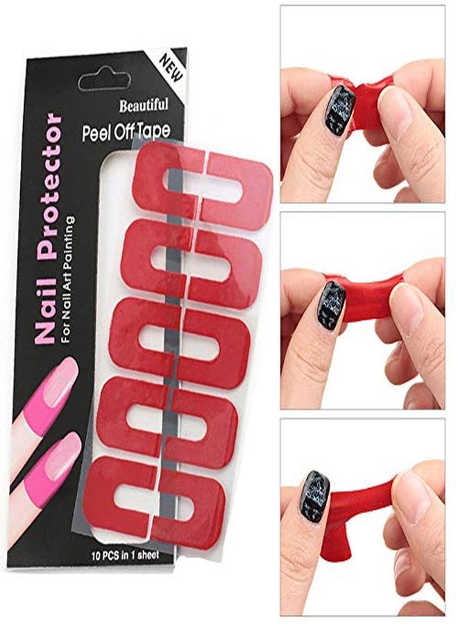 Nail Polish Protector 7 Sheets 70 Piece Disposable Peel Off Sticker UShape Tape For Nail Art Painting Soft Plastic Nail Art Protector SpillProof Stickers Stamping Manicure Tool