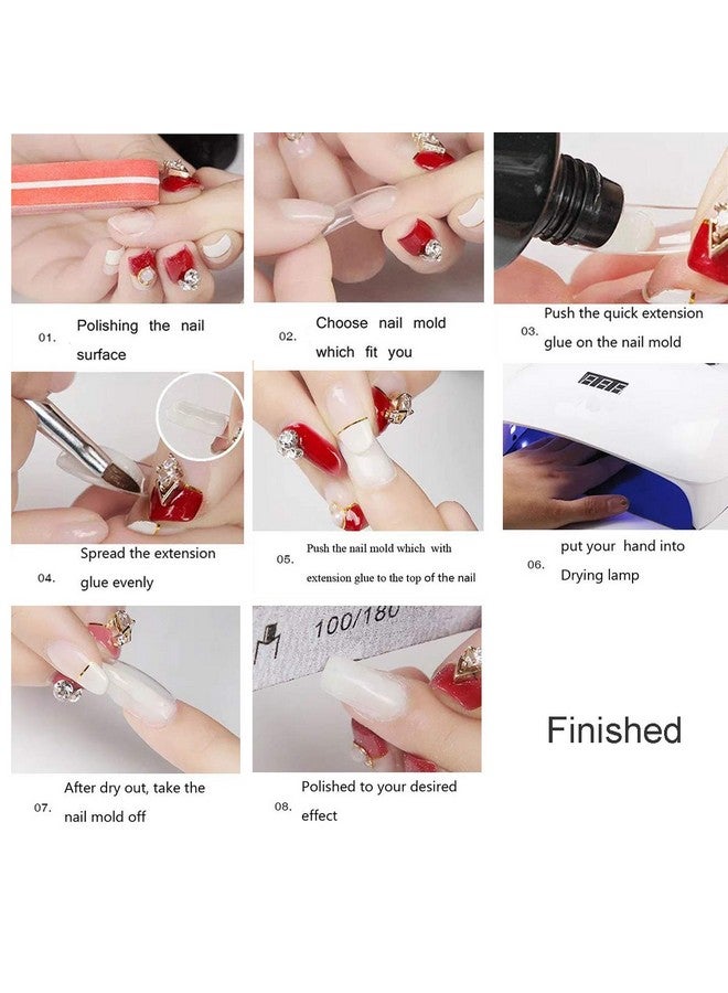 Nail Extension Form Tips Clear 100Pcs Poly Gel Acrylic Nails Mold Artificial Dual Forms System Uv Gel Diy Polish Manicure Tool 100Pcs/Case With Scale