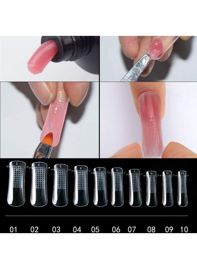 Nail Extension Form Tips Clear 100Pcs Poly Gel Acrylic Nails Mold Artificial Dual Forms System Uv Gel Diy Polish Manicure Tool 100Pcs/Case With Scale