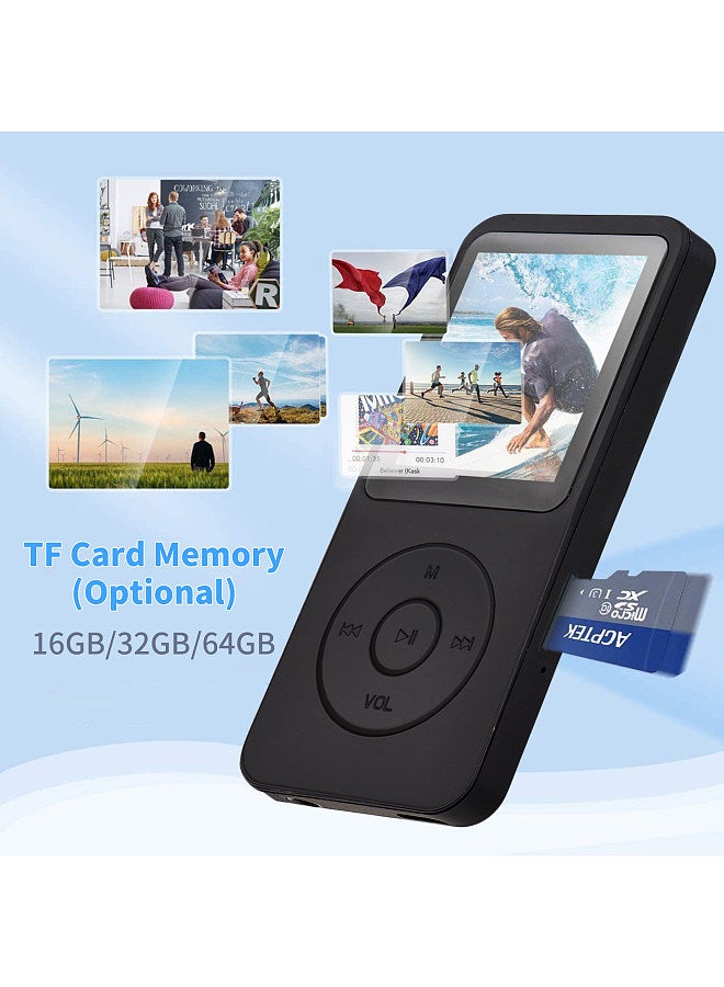 Portable MP4 Player with 32GB Memory Card MP3 Music Player 1.77 Inch LCD Screen Video Player Photo Viewer Support Music FM Radio Video E-book Recorder