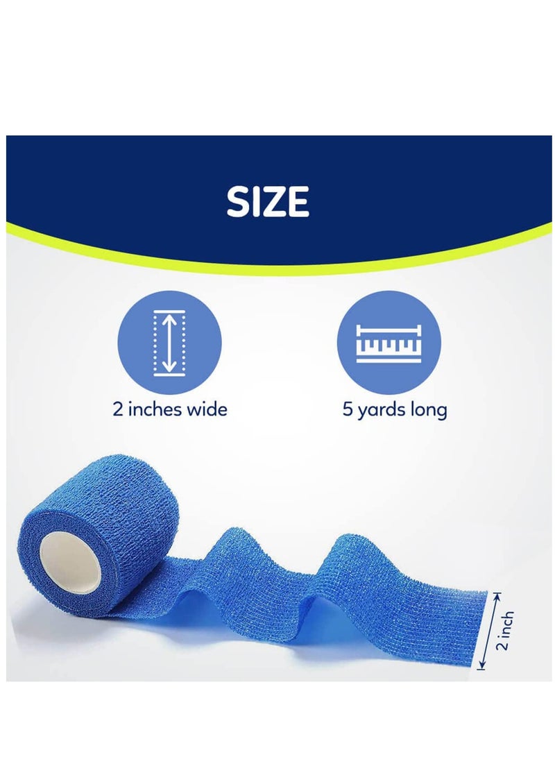 Self-Adherent Non Woven Bandage Wrap, Self Adhesive Pet Vet Wrap Bandage, Sports Cohesive Tape for Wrist, Ankle Sprains & Swelling, Wrist Ankle 2 Inch x 8 Rolls
