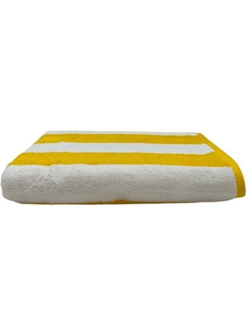 Luxury Pool Towels, 90x180cm, (1pcs) (Yellow & White Stripe)