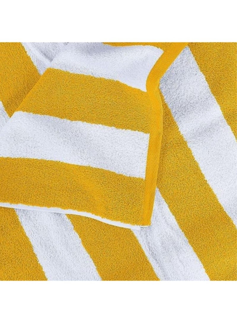 Luxury Pool Towels, 90x180cm, (1pcs) (Yellow & White Stripe)