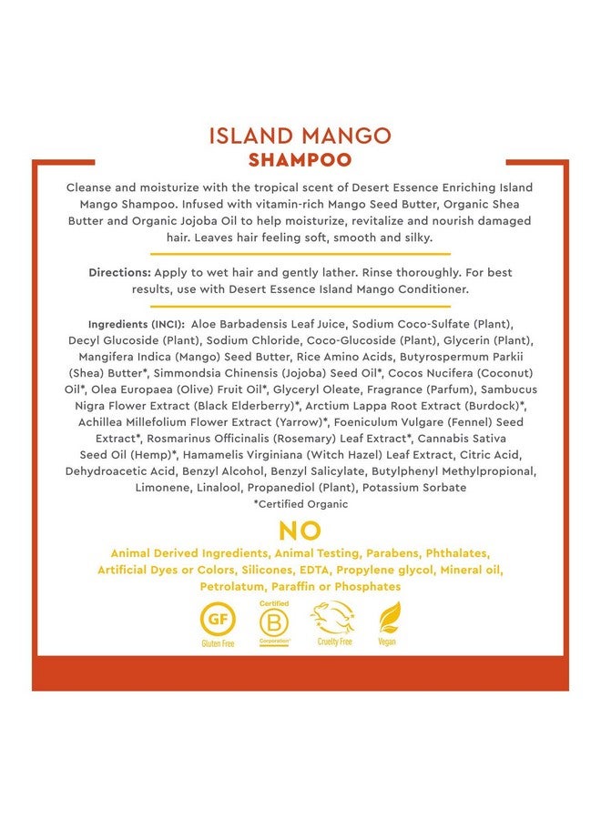 Island Mango Shampoo & Conditioner Bundle 8 Fl Ounce Enriching Shea Butter Jojoba Oil Smooth & Silky Soft & Healthy