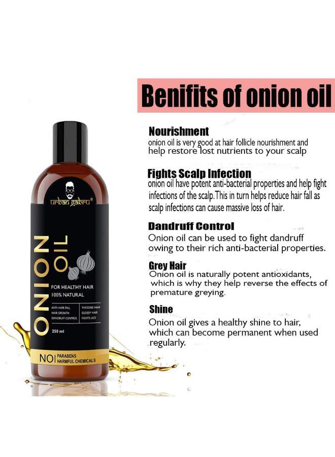 100% Natural Onion Oil For Hair Regrowth And Hair Fall Control - 250 Ml