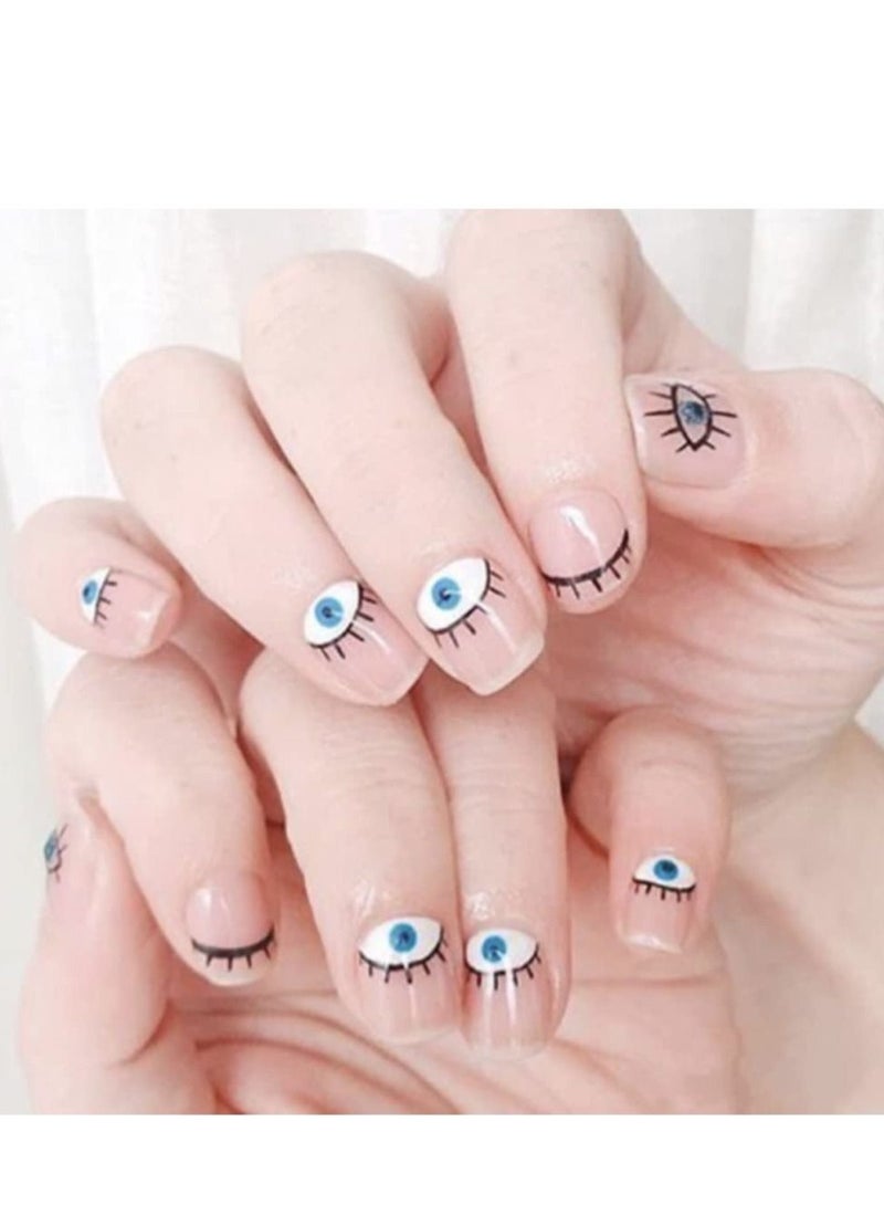 Evil Eye Nail Art Stickers Decals 7 Sheets Self Adhesive Blue Eye Hand Eye of Cartoon Charms Design Manicure Tips Nail Decoration for Women Girls Gift