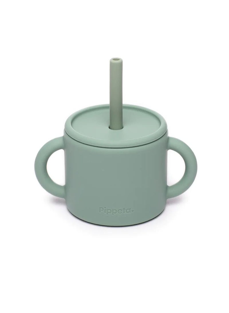 Pippeta Silicone Cup And Straw For Baby - Meadow Green