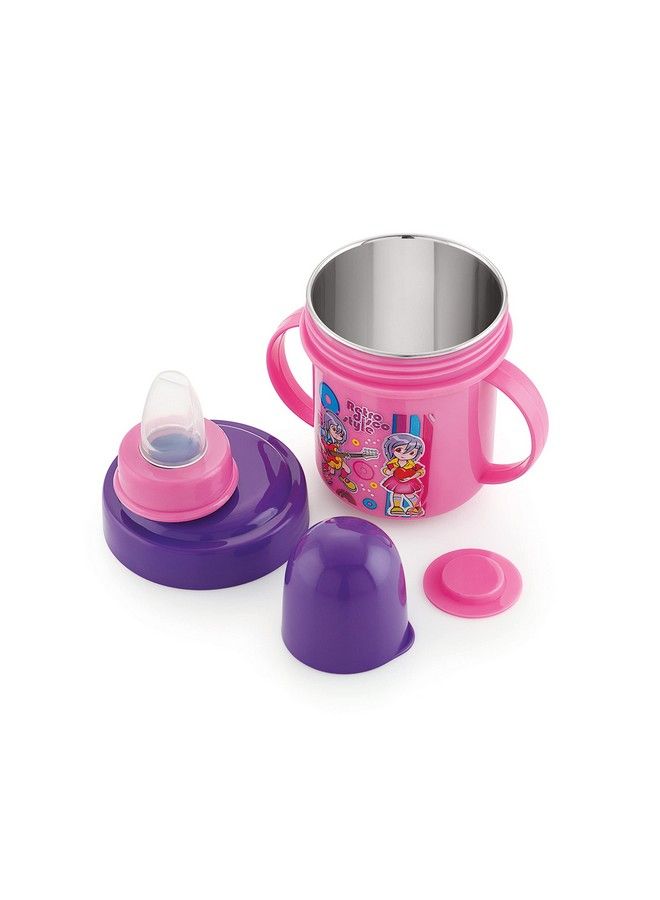 Combo Of 2 Stainless Steel Plastic Soft Nipple Sippy Cups For Baby Sipper Cup ; Antispill Sippy Cup ; Bpa Free ; Plastic Sipper (Blue & Pink)