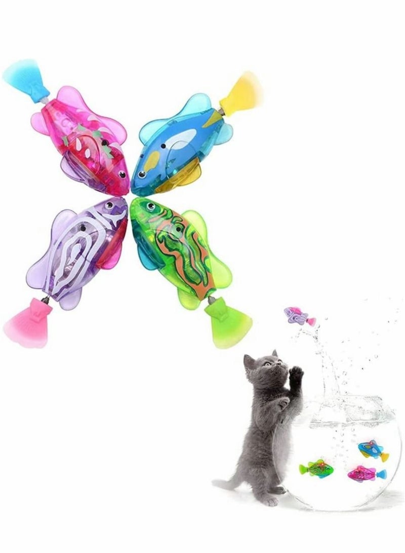 Electric Fish Toy, Creative Colorful Water Activated LED Robot Fish Toy Funny Cat Fish Toy Swimming Robot Fish Bathtub Toys Birthday Gift for Cat, Toddlers, Boys and Girls, 4 Pcs
