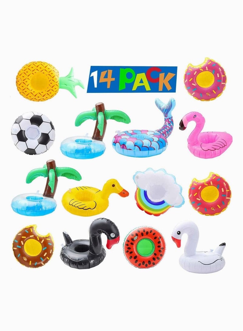 14Pcs Inflatable Drink Holders Pool Drink Holder Floats Inflatable Cup Holders Cup Coasters for Summer Pool Party