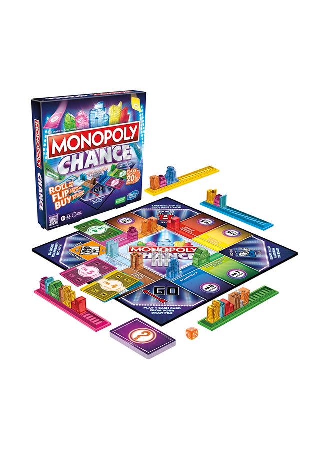 Chance Board Game For Adults And Kids Fast-Paced Family Party Game Ages 8+ 2-4 Players - 20 Mins Average