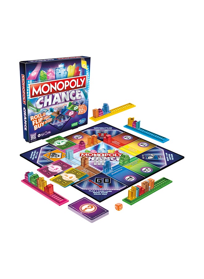 Chance Board Game - Fast-Paced, Family Fun, Risk-Taking Board Game for Kids and Adults, Strategic Property Buying, 20-Minute Gameplay, Skyline Building, Ages 8+, 2-4 players