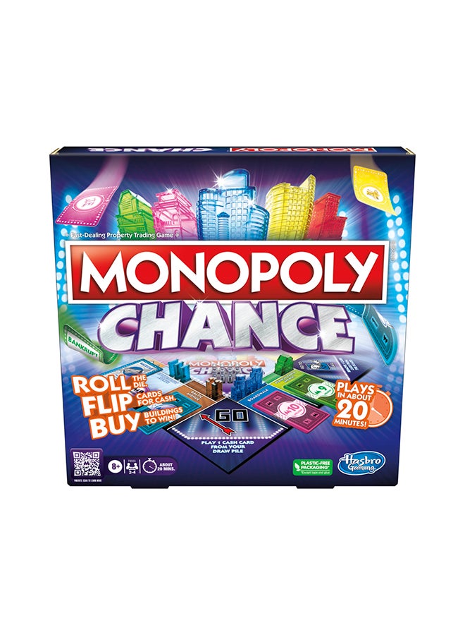 Chance Board Game - Fast-Paced, Family Fun, Risk-Taking Board Game for Kids and Adults, Strategic Property Buying, 20-Minute Gameplay, Skyline Building, Ages 8+, 2-4 players