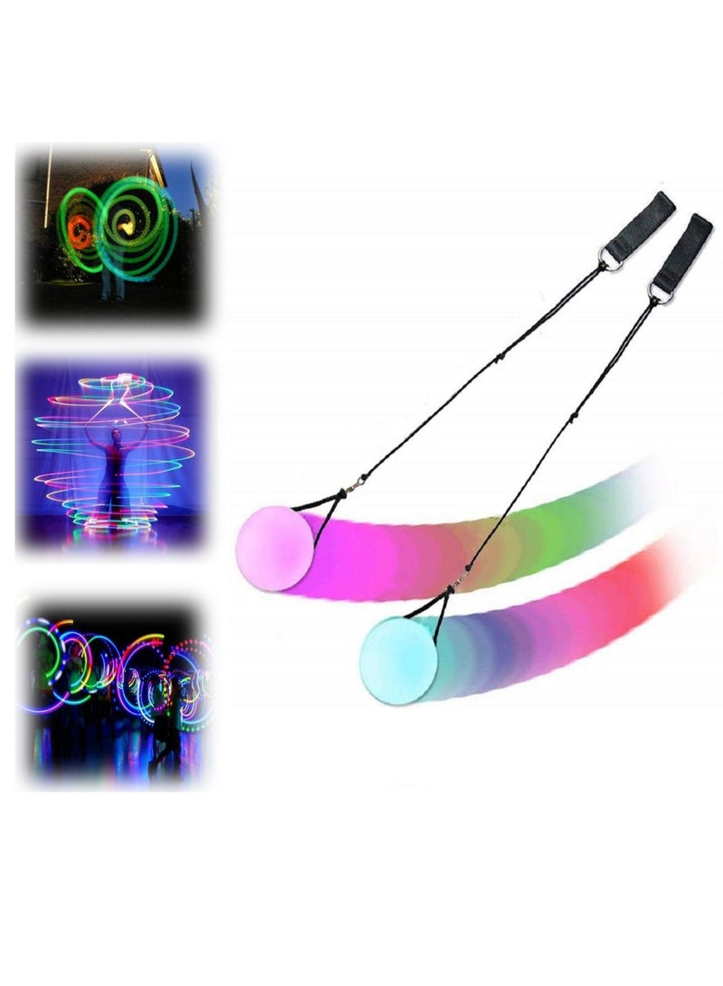 LED Poi Ball Swirling Light Rave Toy Color Changing Poi Balls Soft Glow Poi Balls for Beginners and Professionals (Set of 2)