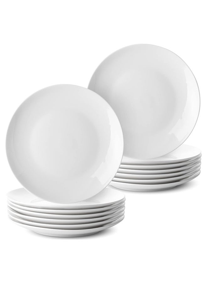 Ceramic Flat Plate 10 Inch White, Porcelain Plates Microwave Oven and Dishwasher Safe Scratch Resistant Modern Dinnerware Dish Set
