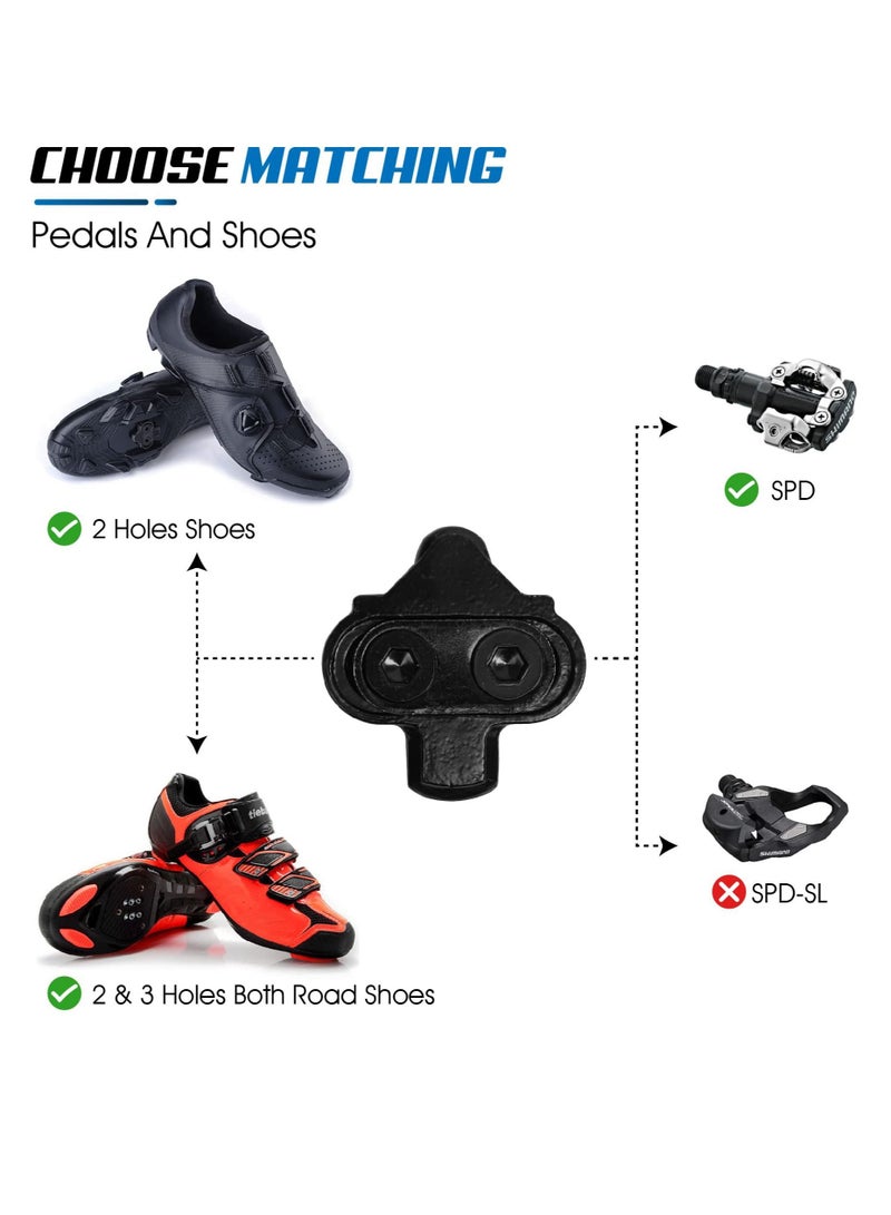 Mountain Bike Pedal Cleats, SHIMANO SPD Compatible, Pair of Black Bicycle Cleats with Metal Plates, Foot Cleats Cleats for Indoor Cycling and Outdoor Road Cycling Shoes