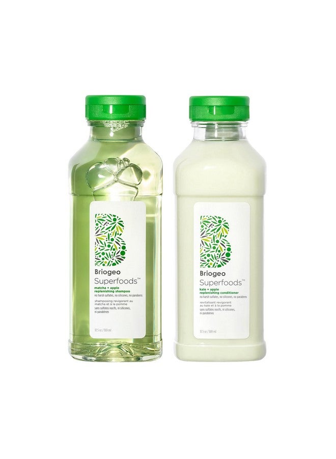 Superfoods Apple Matcha Kale Replenishing Shampoo Conditioner Set Replenish Dull Dry Hair And Supports Healthy Hair And Scalp Vegan Phalate & Parabenfree