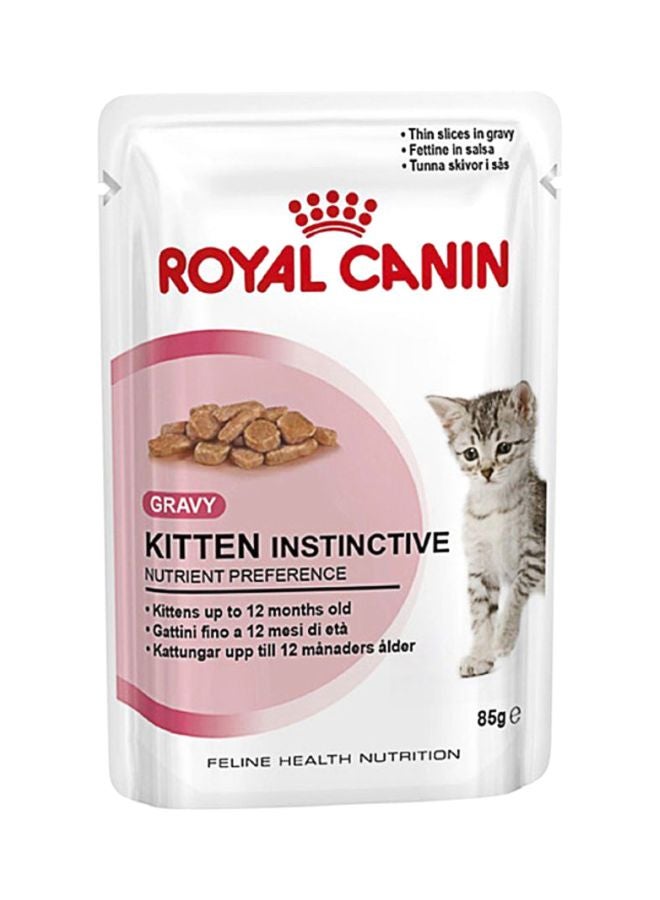 Pack Of 12 Feline Health Nutrition Kitten Instinctive Gravy Food 85grams