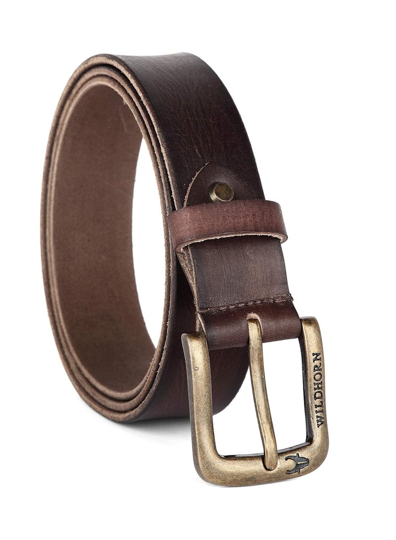 WildHorn Gift Leather Wallet Belt Combo New Bombay Brown