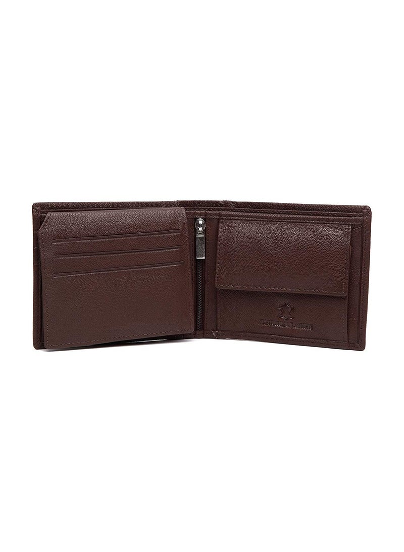 WildHorn Men's Classic Leather Wallet and Belt Combo Brown