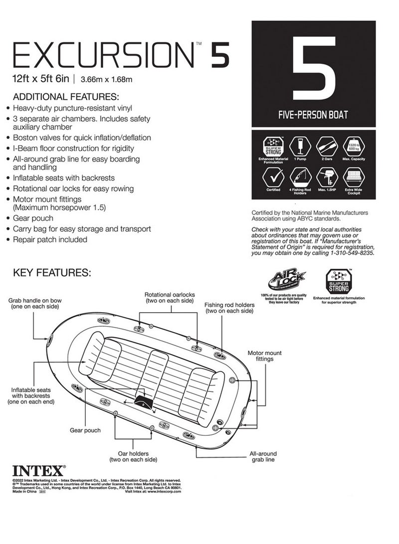 Excursion 5 Boat Set 5 Person Inflatable Boat for Fishing, Camping and Leisure Activities on the Lake