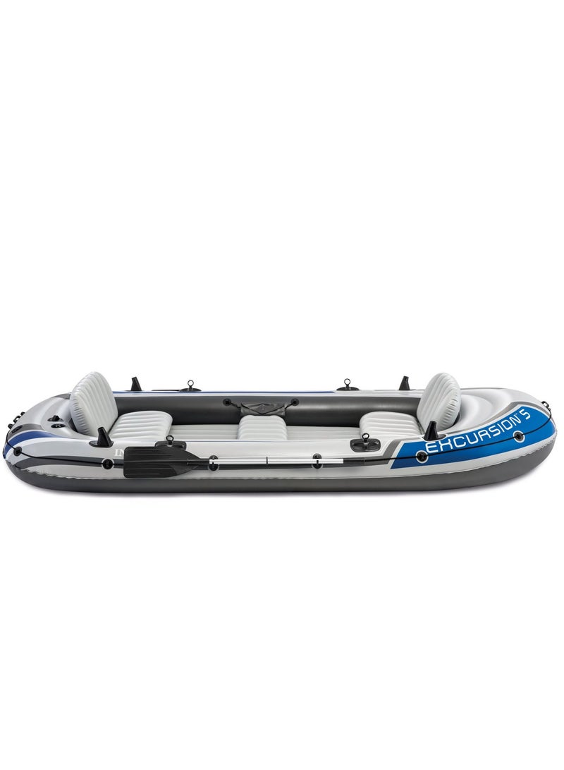 Excursion 5 Boat Set 5 Person Inflatable Boat for Fishing, Camping and Leisure Activities on the Lake