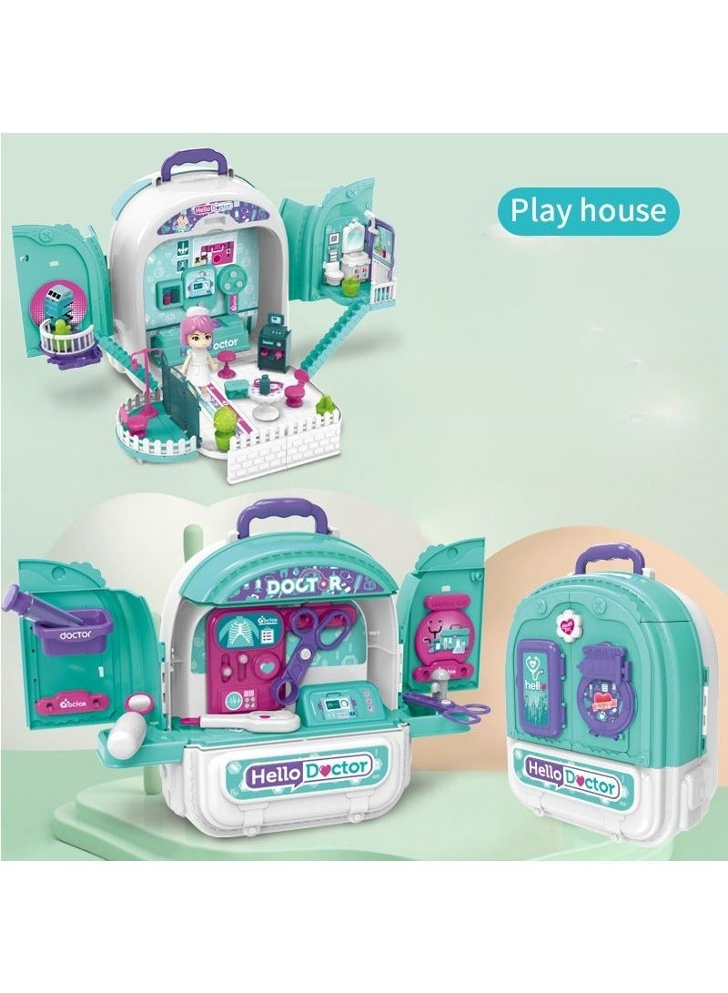 Male and female backpack role-playing family toys, pets, makeup, kitchen toys