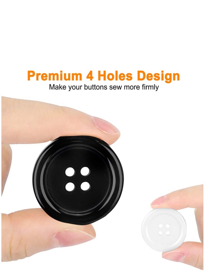 Mixed Sewing Buttons 160Pcs Round Black 4-Hole Craft Buttons 5 Sizes White Resin Button with Separate Compartment Storage Box Suitable for Sewing DIY Craft Projects