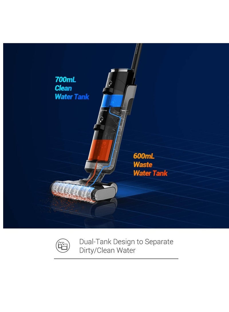 Ezviz RH1 Smart Cordless Wet & Dry Vacuum Cleaner, 45000RPM Fan Motor Speed, 4000mAh Battery Capacity, 700mL Clean Water, Black | CS-RH1