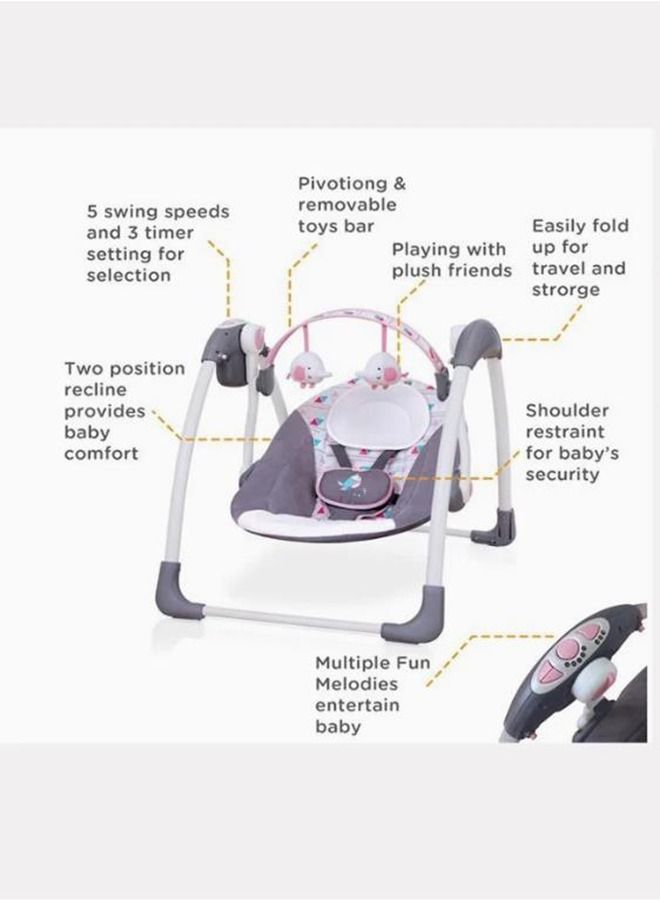 2-in-1 Compact Portable Automatic Baby Swing  Infant Seat,Includes Play Bar