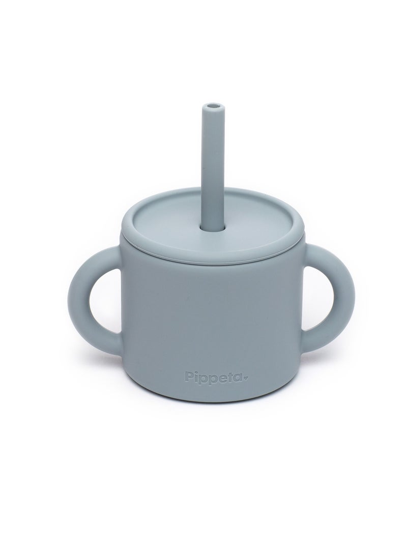 Pippeta Silicone Cup And Straw For Baby- Sea Salt