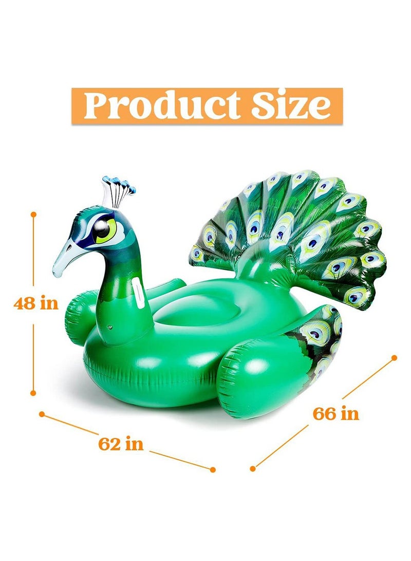 COOLBABY Inflatable Peacock Pool Float Ride on Raft for Swimming Pool Beach Floaties Party Decoration Toys Pool Island Summer Pool Raft Lounge